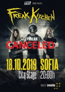 Концертът на FREAK KITCHEN у нас се отменя