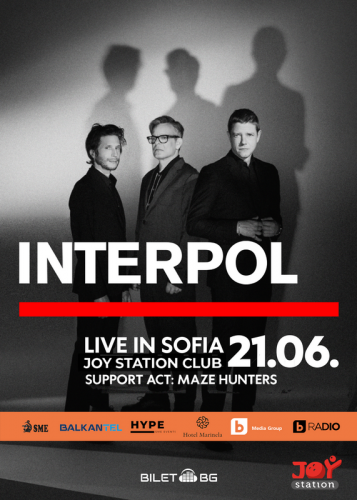 Концертът на INTERPOL в София ще се проведе в клуб Joy Station